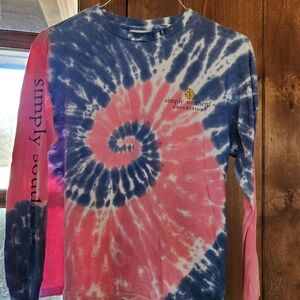 Simply Southern Kids Spiral Tie-Dye Long Sleeve Tee - Blue and Pink